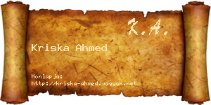 Kriska Ahmed névjegykártya